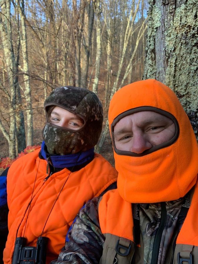Catherine and Matt Gehman enjoying a cold morning in a stand.jpg